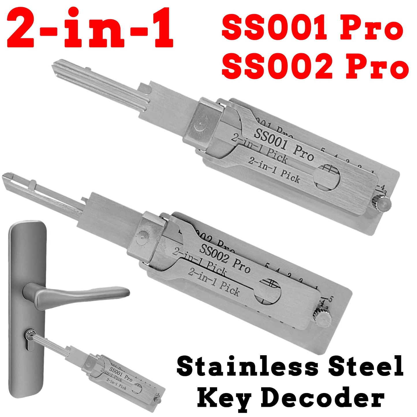 SS001Pro SS002Pro Decoder Portable Key 2-in-1 Stainles Steel Key SS001Pro Locksmith Tools Key SS002Pro Straight Slot Key Decoder