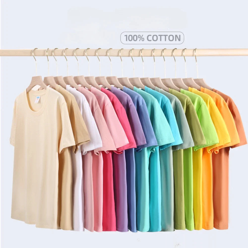 Women's 100% Cotton Loose Tee — Solid O-Neck Short-Sleeve Casual Summer Top