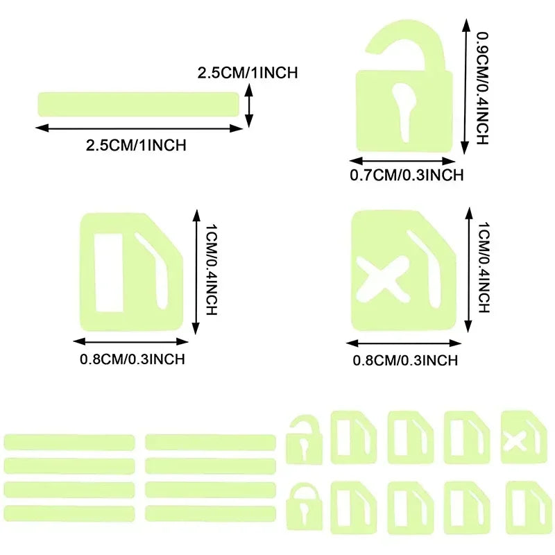 18Pcs/set Luminous Car Window Button Sticker Car Door Window Lift Button Stickers Night Fluorescent Decals Car Interior Sticker