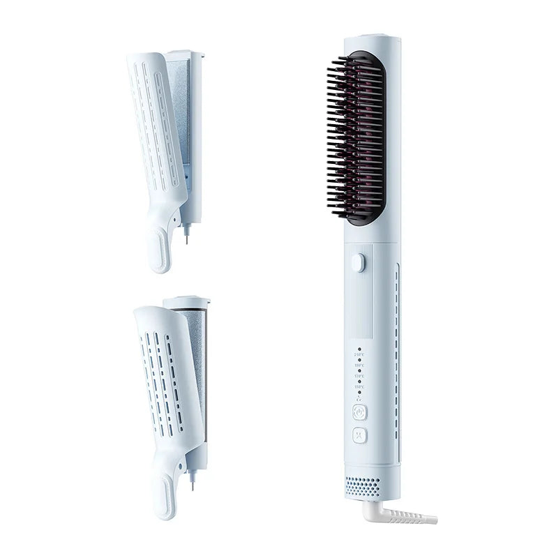 3-in-1 Multi-Function Hair Straightener - One Push Easy Head Change, Versatile Styling for Straight, Curly & Wavy Hair