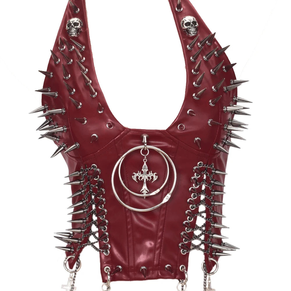 Women's Studded Y2K Grunge Tank Top — Gothic Spiked Cami