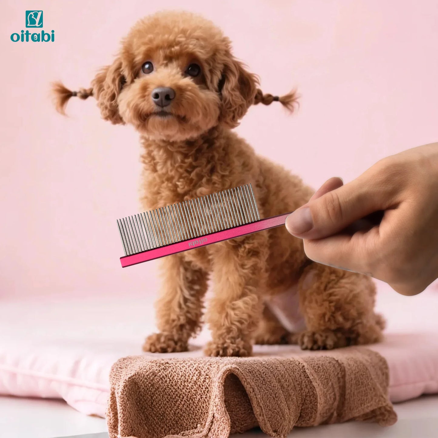 OITABI Professional Pet Grooming Comb, Gradient Pet Deluxe Pointed Tail Comb for Cat & Dog Styling Finishing and Fluffing Comb