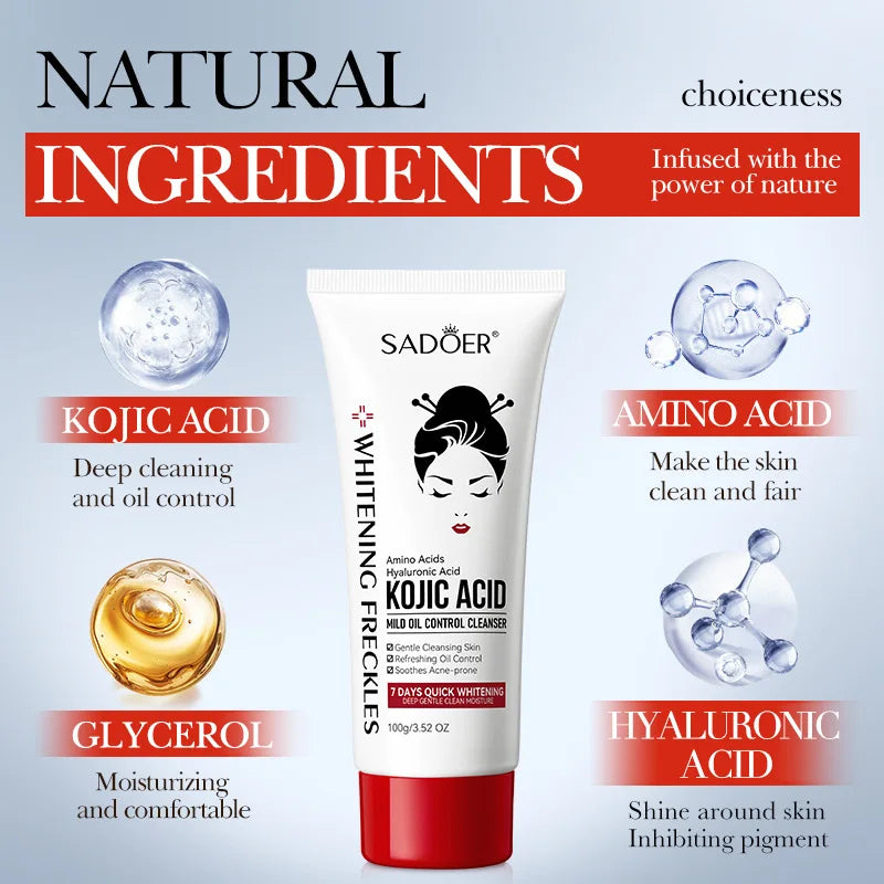 Kojic Acid Facial Cleanser Face Wash Foam Facial Cleansing Mossee Moisturizing Brightening Shrink Pores Facial Skincare Products
