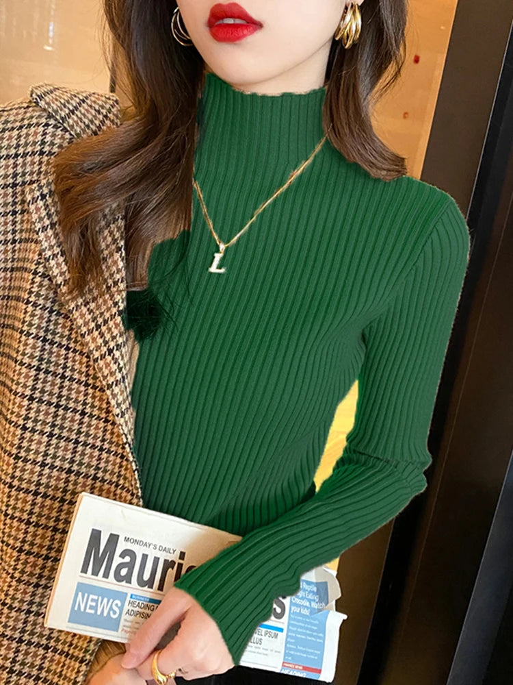 Women's Slim Mock Neck Sweater — Soft Knit Pullover