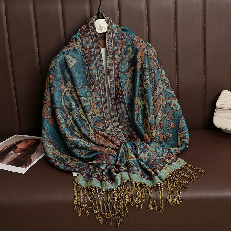 Women's Printed Pashmina Shawl, Soft Winter Scarf