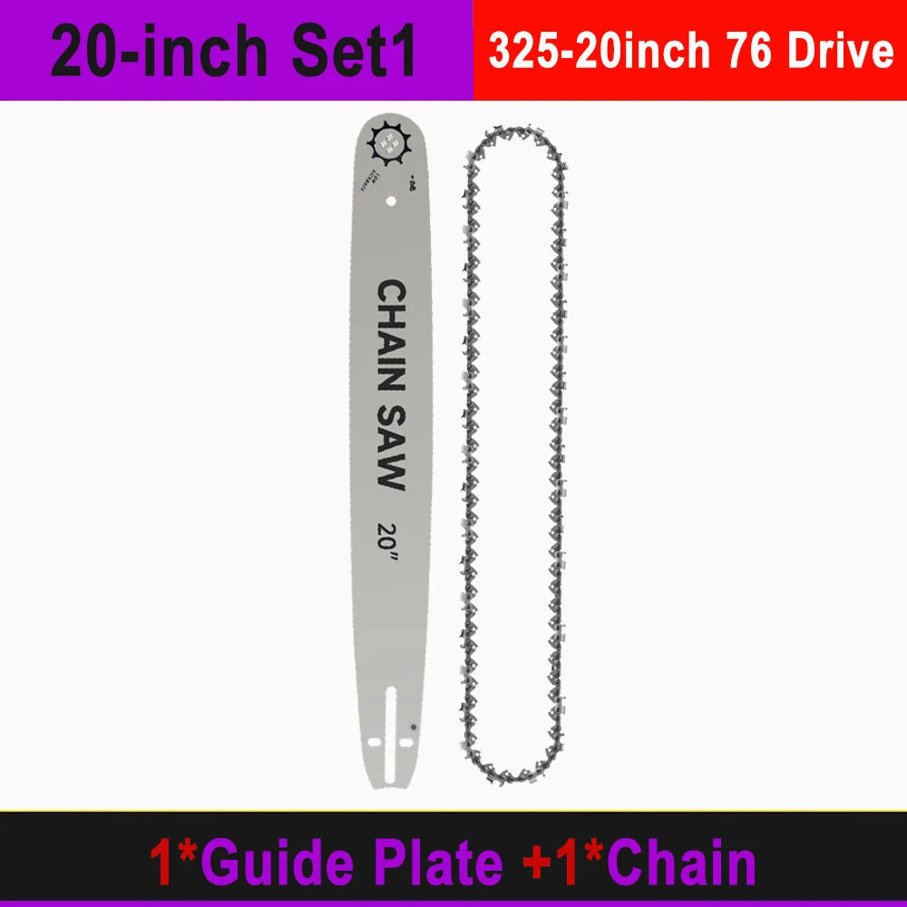 20" Professional Gas Chainsaw 76DL Chain 0.325" Pitch 0.058" Guide Tooth Top-quality Alloy Rounded 20 inch Gasoline Chainsaw Set