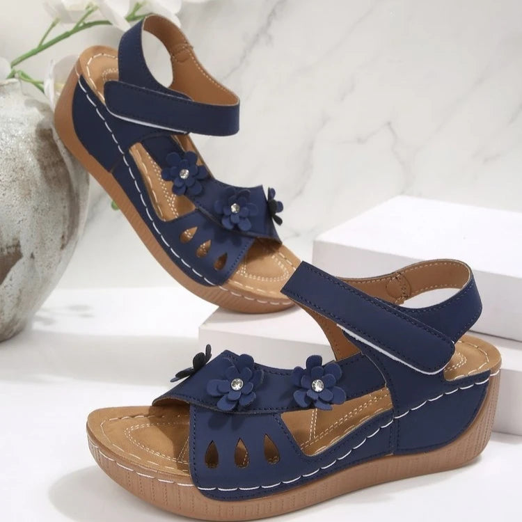 Women's Flower Wedge Sandals 2026 Summer Platform Sandals Chunky Heel Open Toe Beach Shoes Casual Outdoor Sandals