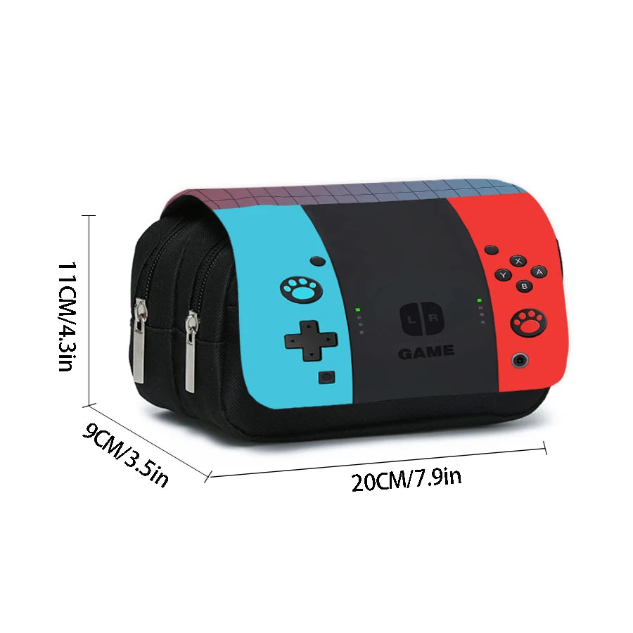 Games Console Double Layered Flip Pen Case For Boy/Girls Best Gifts 2D Cartoon Teenagers Pen Bag School Supplies For Children