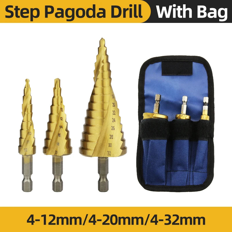 HSS Titanium Step Drill Bit Set — Conical Stage Drills for Metal & Wood