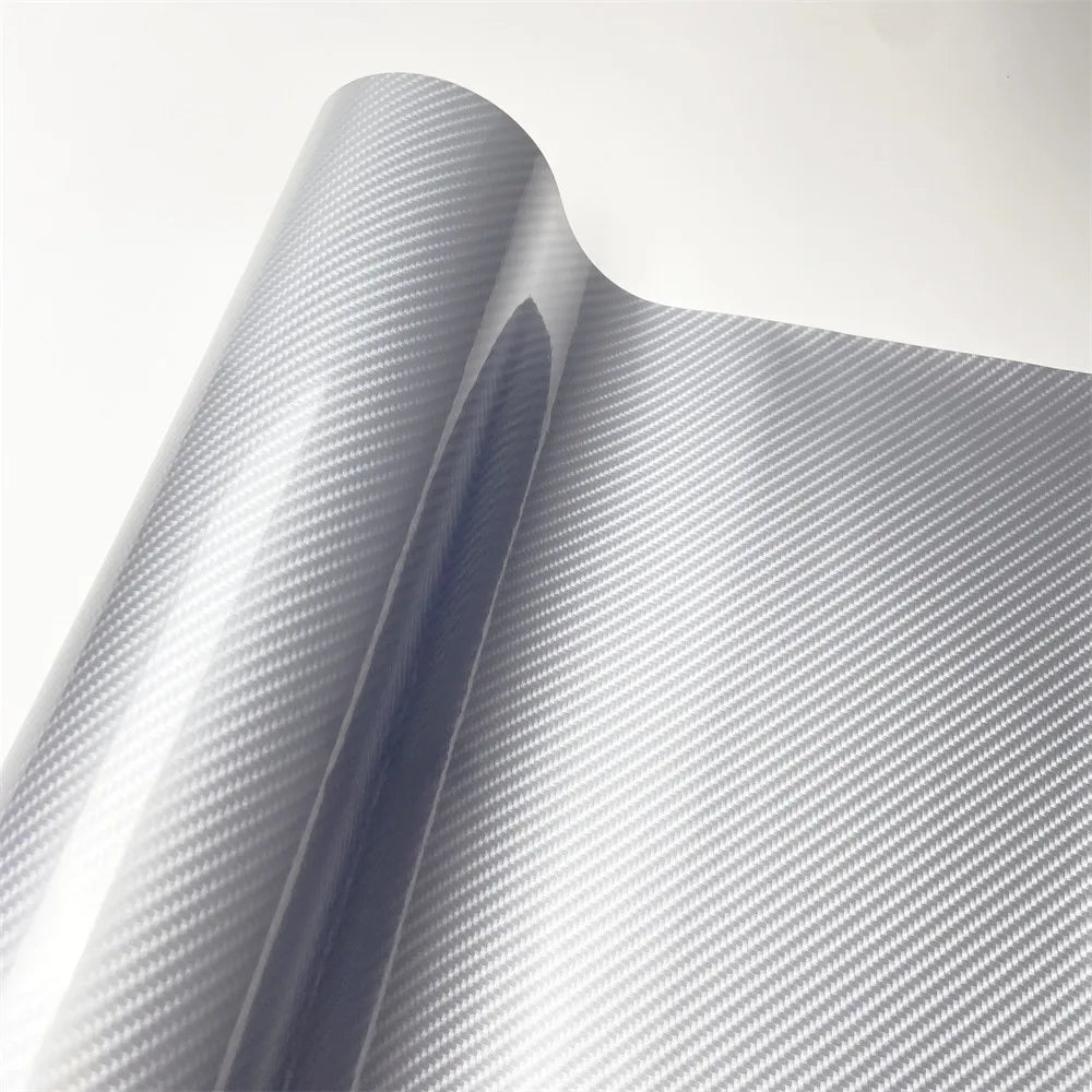 Self-Adhesive Silver 6D Carbon Fiber Vinyl Film for Car Wrapping DIY Styling Sheet Roll Auto Hood Roof Decorative Stickers