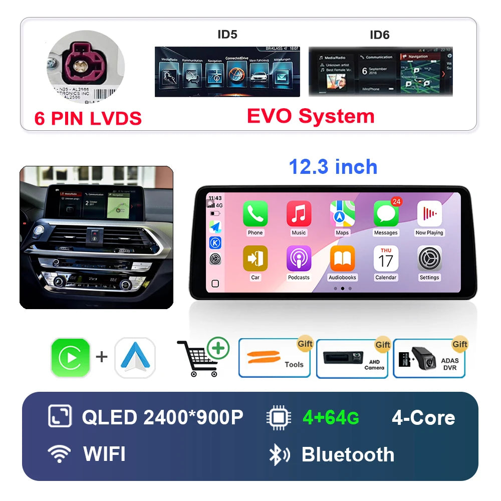 Car Stereo with Apple CarPlay & Android Auto, Compatible with BMW X3 G01 & X4 G02 (EVO System)