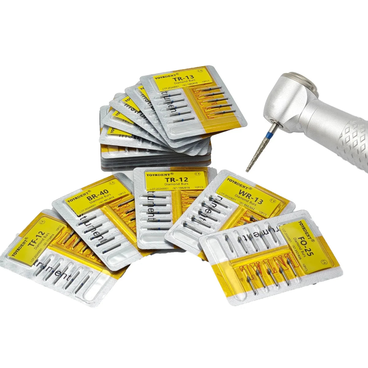 FG Fine Dental Burs Diamond Burs High Speed Turbines Drills Dental Lab Polishing Tools TR/TC/TF/FO/BR/SR/Type 1.6mm 10pcs/Pack
