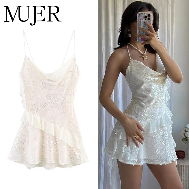 Sequin Slip Mini Party Dress – Backless Going-Out