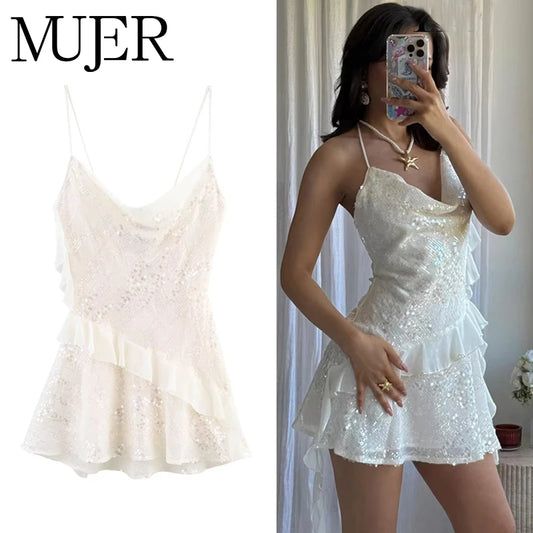 Sequin Slip Mini Party Dress – Backless Going-Out