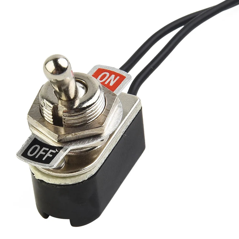 SPST 6A Toggle Switch Rocker SPST Contacts Switch Toggle With Wire Switch 12mm Cutout 1PCS 6A/125V Black+Silver