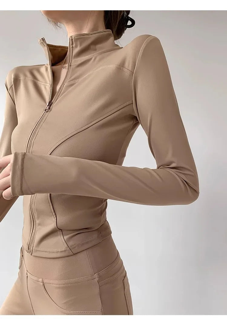 Women's Quick-Dry Yoga Jacket, Slim Zip-Up
