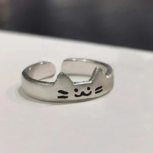 Cat & Dog Couple Rings — 2pc Adjustable Matching Set