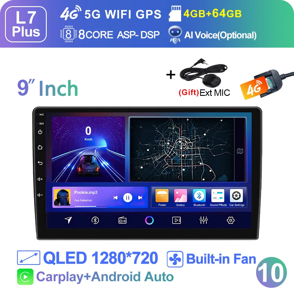 LEHX Wireless Carplay 2din Android 14 Car Radio Multimedia Video Player Universal 7/9/10 inch AutoRadio GPS Navigation 4G WiFi