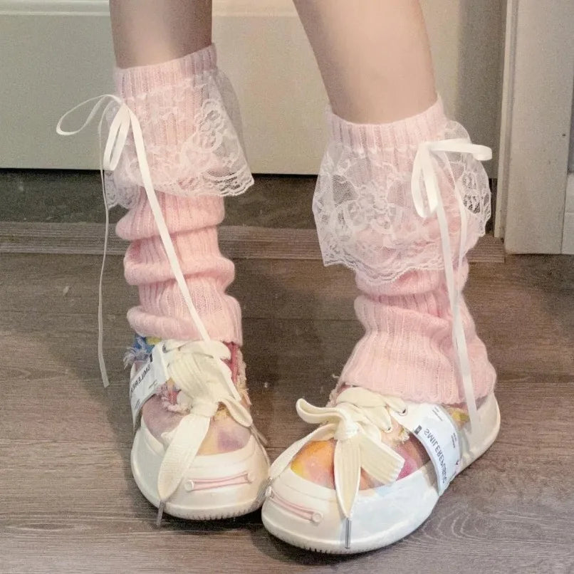 Women's Knit Leg Warmers with Bow - Stretch Ankle Boot Cuffs - photo 4