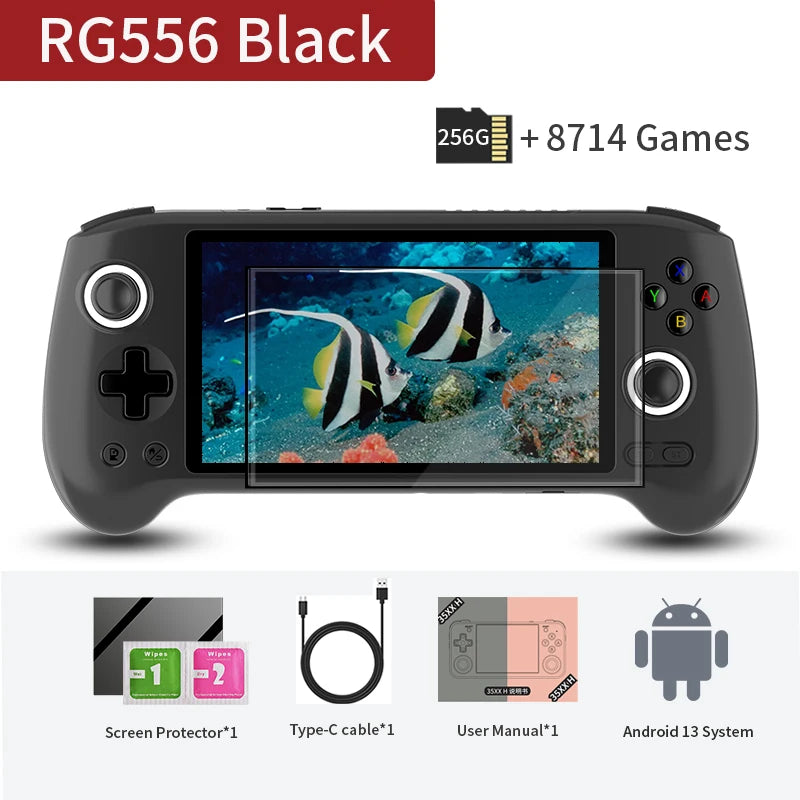 Anbernic RG556 Handheld Game Console Unisoc T820 Android 13 5.48 inch AMOLED Screen 5500mAh WIFI Bluetooth Retro Video Players
