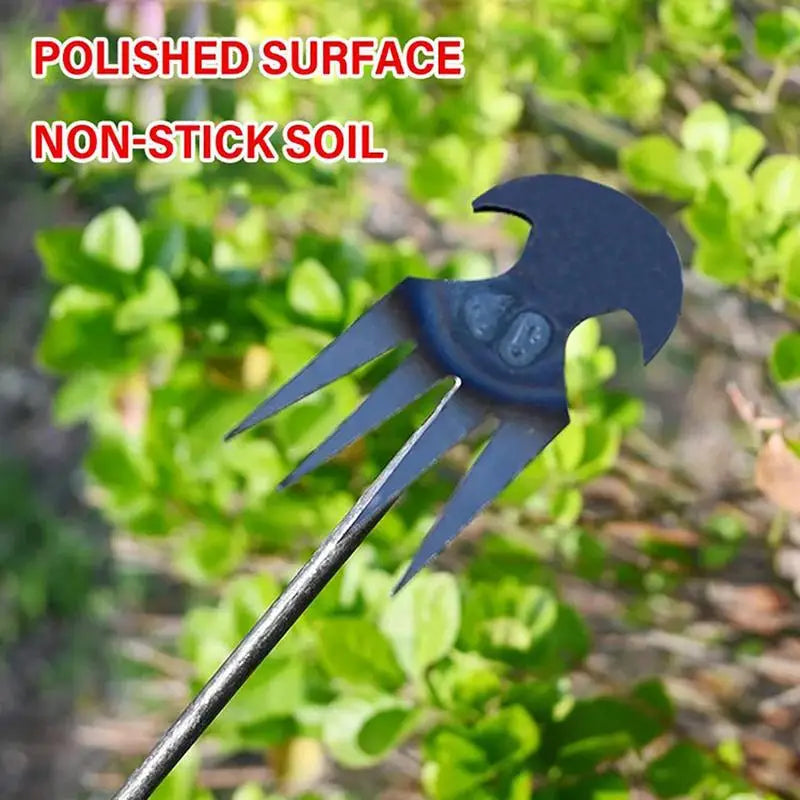 2 In 1 Garden Rake Manual WSeed Grass Rooting Tool Puller Shovel 4 Teeth Weeding Removal Hand Gardening Loose Soil Tool Weeder