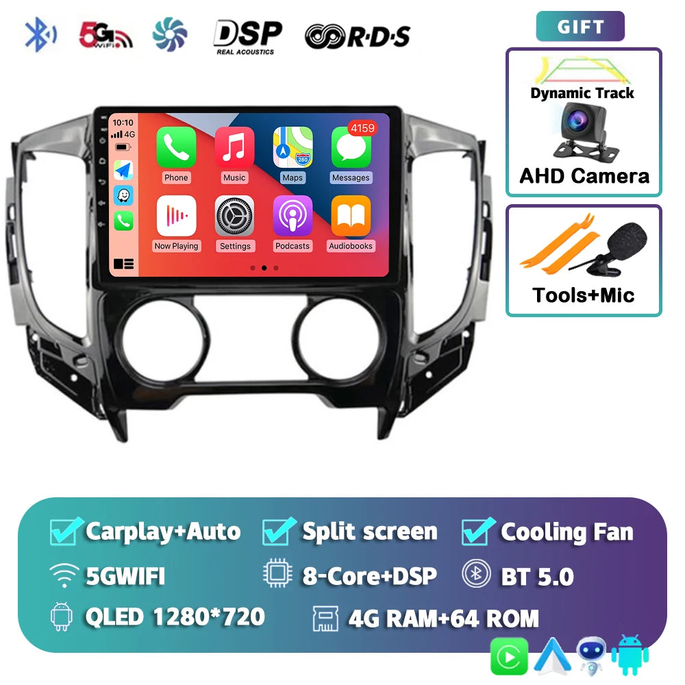 9" Android Car Stereo for Mitsubishi Pajero Sport 3 & L200 (2015–2019) — CarPlay, Android Auto, DSP, WiFi+4G