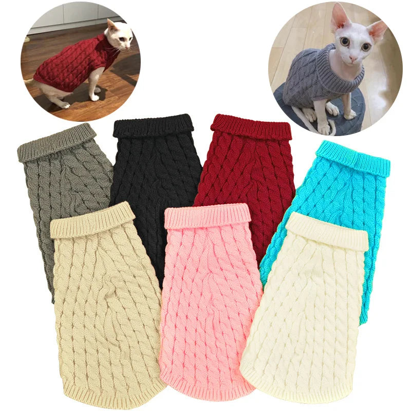 Knitted Pet Jumper - Autumn Winter Sweater for Small Dogs and Cats
