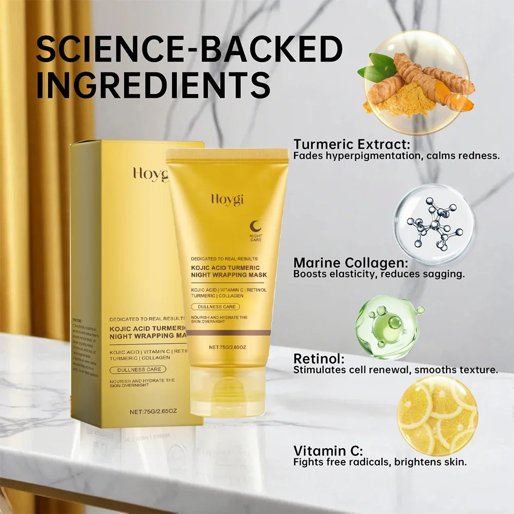 Eelhoe Turmeric & Collagen Night Peel-Off Mask 75g – Overnight Brightening, Anti-Wrinkle, Firming & Deep Hydration | Korean Skin Care