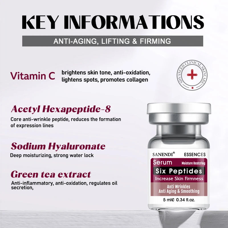 10pcs/Box Six Peptide Ampoule Hyaluronic acid Serum for Face Dr.Pen SNAIL ACNE Solution Repair Moisturizing Skin Care Korean