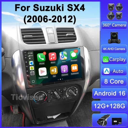 Car Stereo with Apple CarPlay & Android Auto, Compatible with Suzuki SX4 & Fiat Sedici