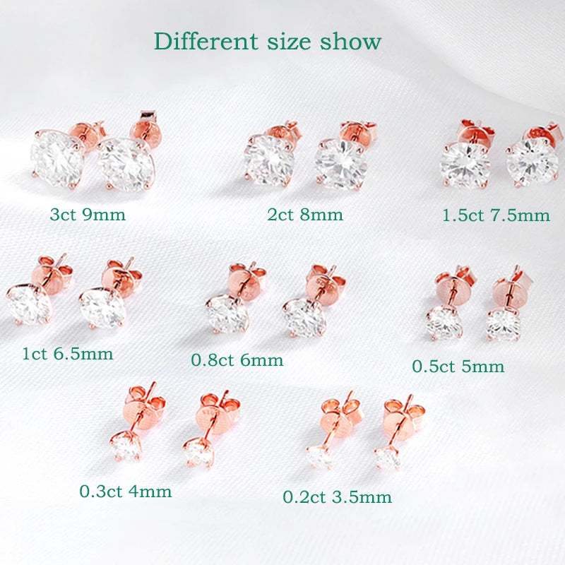 Smyoue 0.2-3CT Moissanite Stud Earrings for Women - 925 Silver, Rose Gold