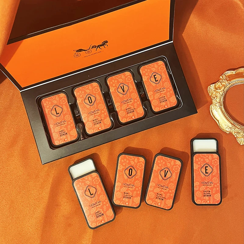 4pcs Solid Perfume Set, Floral and Fruity Fragrance, Long-lasting Fragrance, Light fragrance and Portable, Idea for Gift /Daily