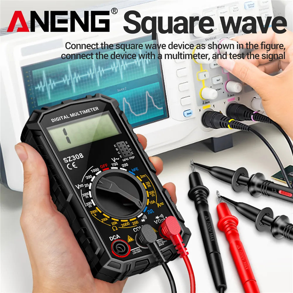 Digital MultimeterAC/DC Current Voltage Resistance Meter Meter Electrician LCD Backlight Ohm Square Wave Test tools ANENG SZ308