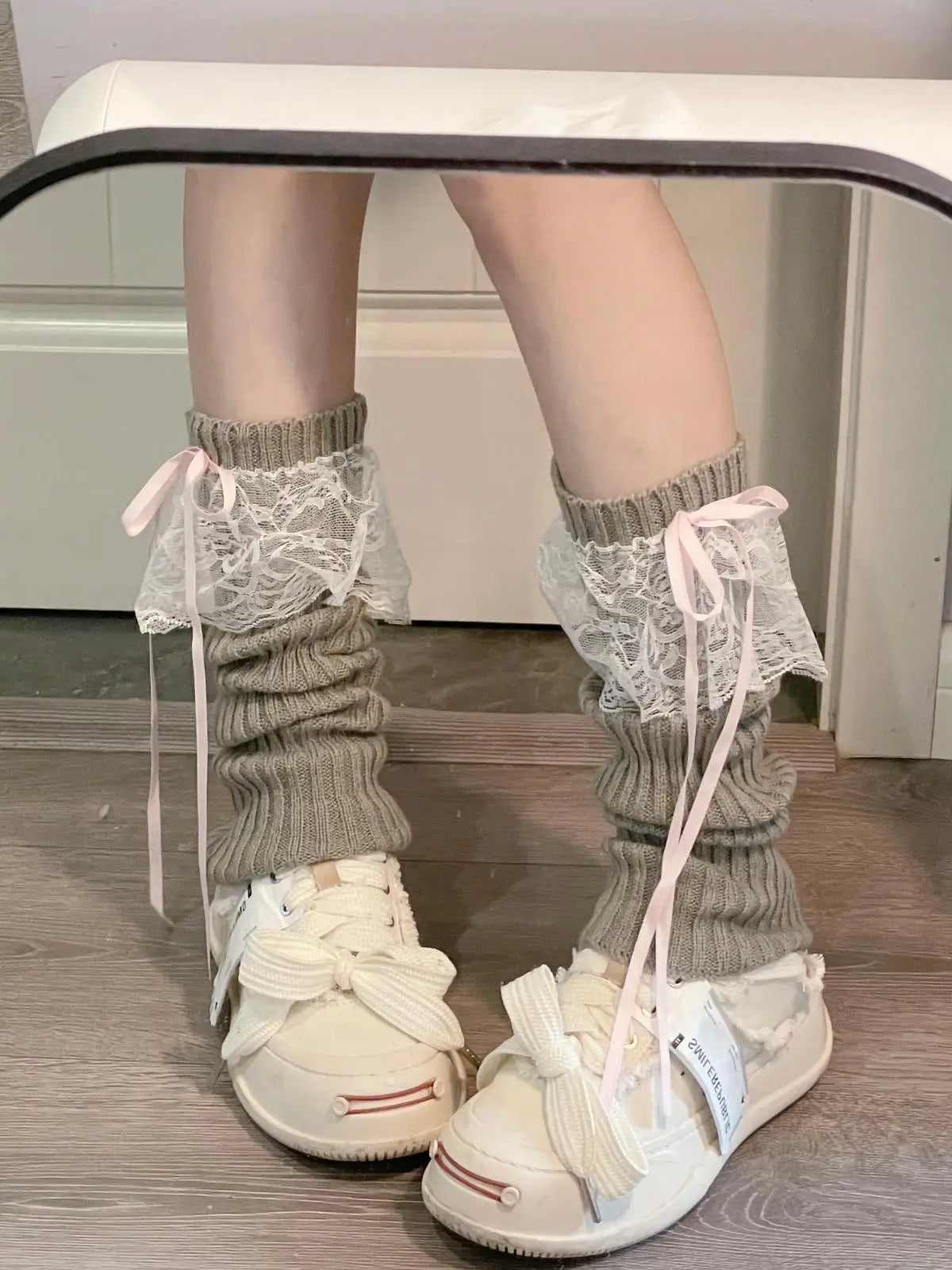 Women's Knit Leg Warmers with Bow - Stretch Ankle Boot Cuffs - photo 9