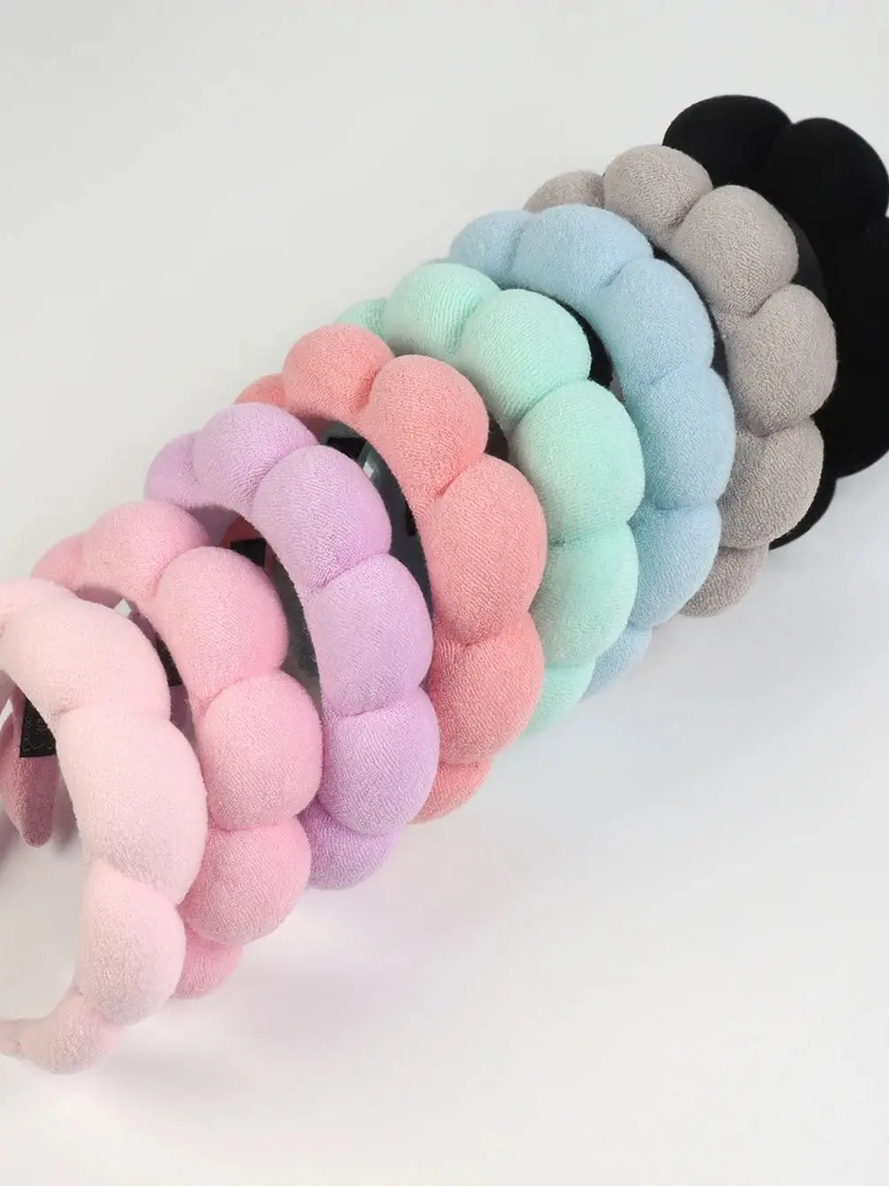 Spa Bubble Headband for Washing Face – Microfiber Puffy Scrunchie Wristband for Skincare & Makeup Routine