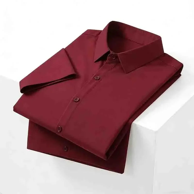 Men's Wedding Dress Shirt - Slim Fit, Formal Short-Sleeve Button-Down