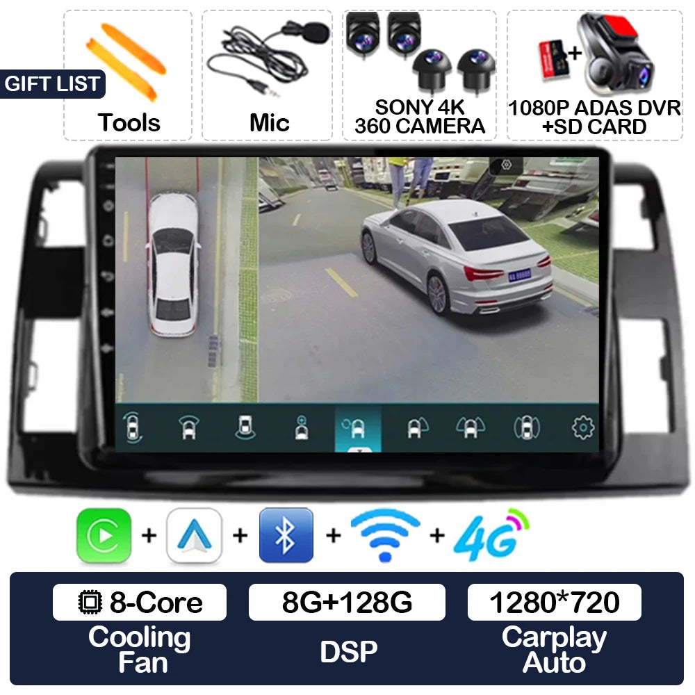 Wireless CarPlay & Android Auto Display Screen, Compatible with Toyota Previa XR50 III & Estima