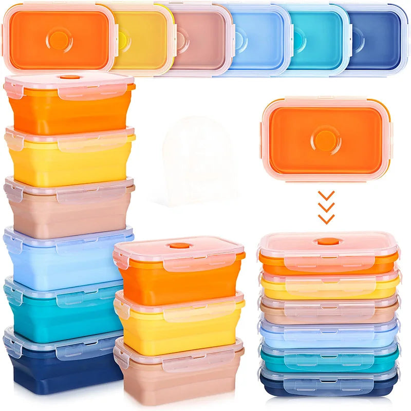 Collapsible Silicone Lunch Box - Stackable Food Storage Containers
