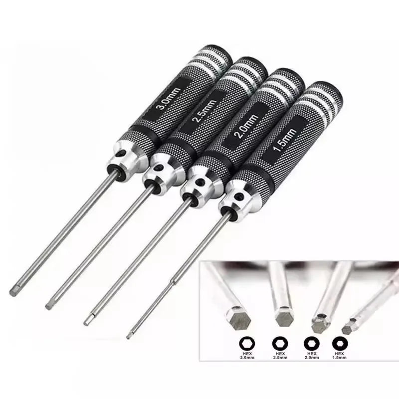 4Pcs 1.5/2/2.5/3.0mm Black Hex Driver Allen Wrench Hand Tool Set RC Car Model Repair Maintenance Tool