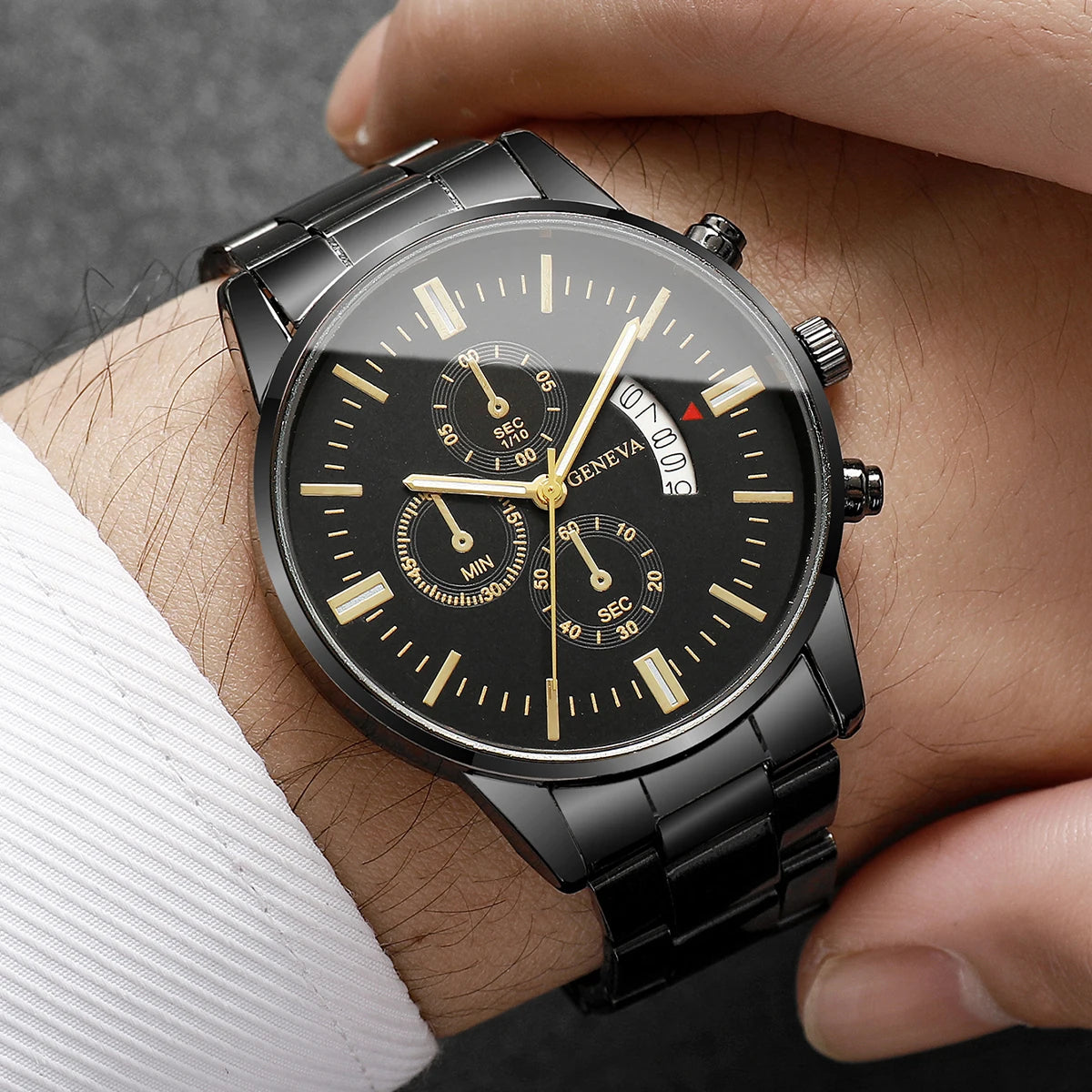 Men's Business Quartz Watch with Calendar – Classic Luxury Dress Watch, Stainless Strap