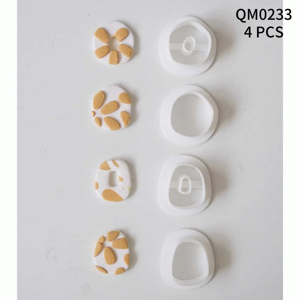 Basic Geometry Shape Polymer Clay Cutter Mold Hollow Round DIY Earring Pendant Jewelry Cutting Die Manual Mold Soft Pottery Tool