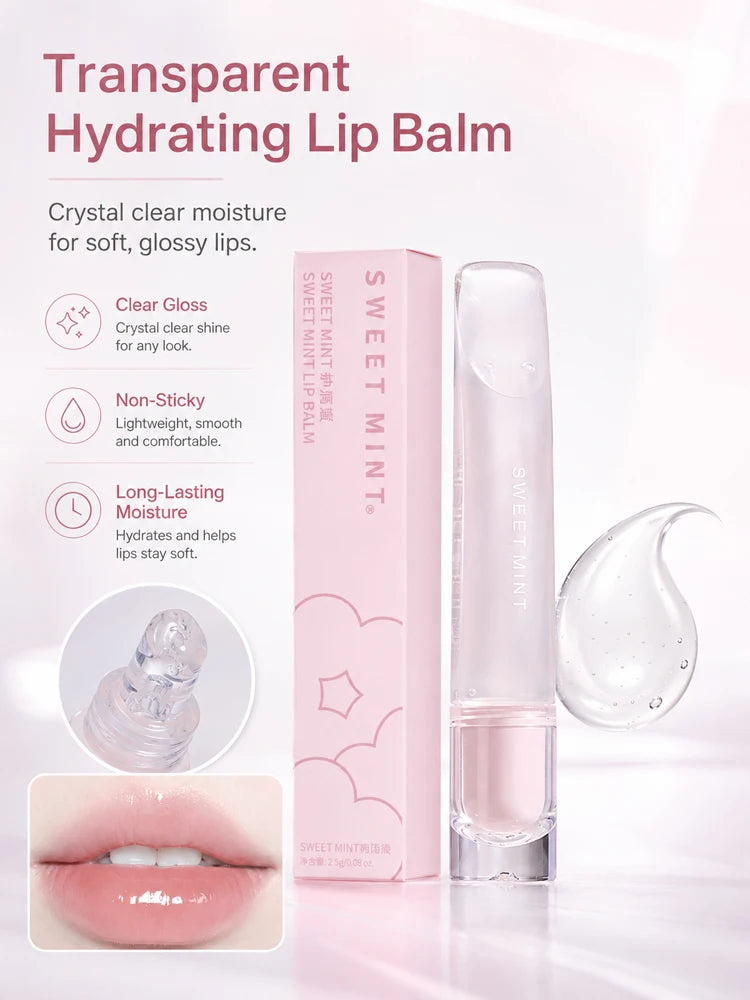 Clear Hydrating Lip Balm Transparent Lip Gloss Non-Sticky Moisturizing Lip Care for Dry Chapped Lips Women Daily Use