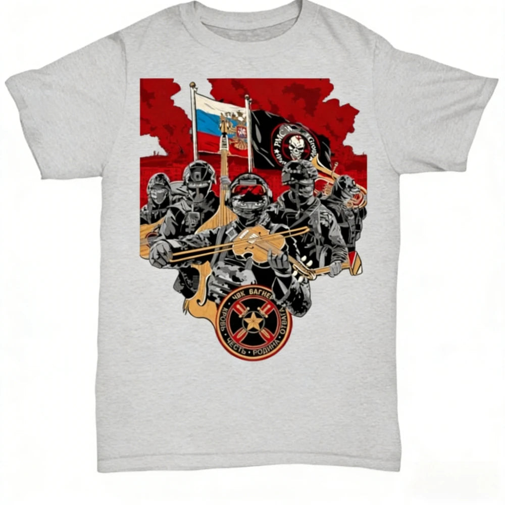 2026 New Wagner Commando Battle of Bachmut Commemorative Print High Quality Men's Short Sleeve Crew Neck Comfortable Loose Tee