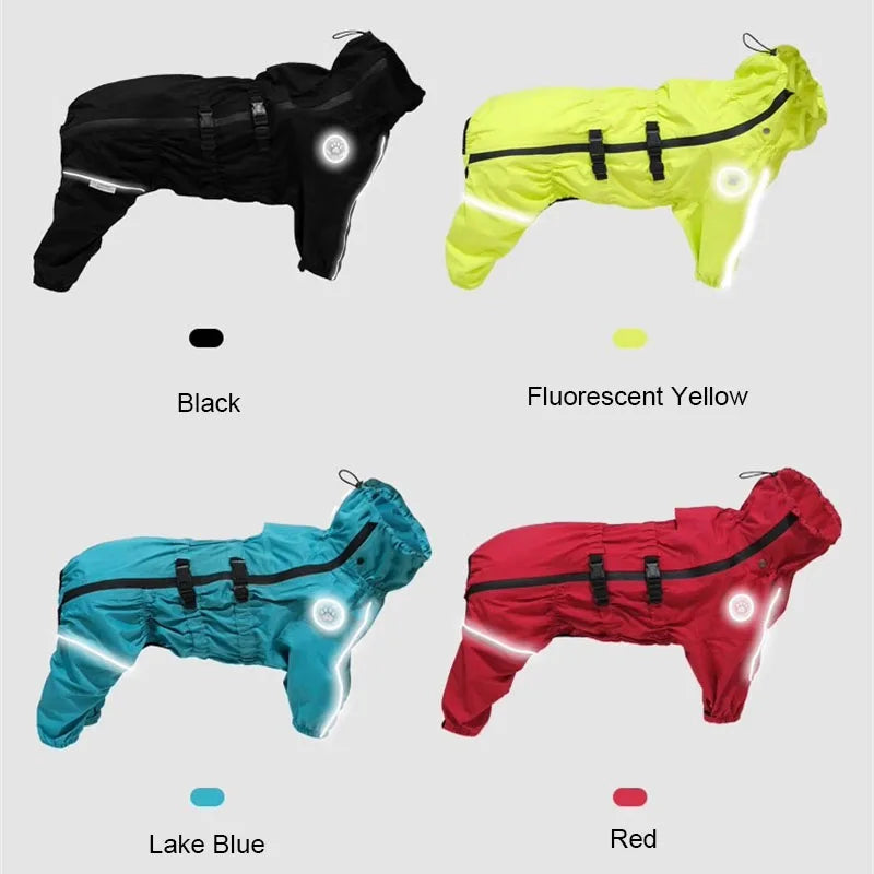 Reflective Dog Raincoat Jumpsuit - Lightweight Jacket for Large Dogs - photo 3