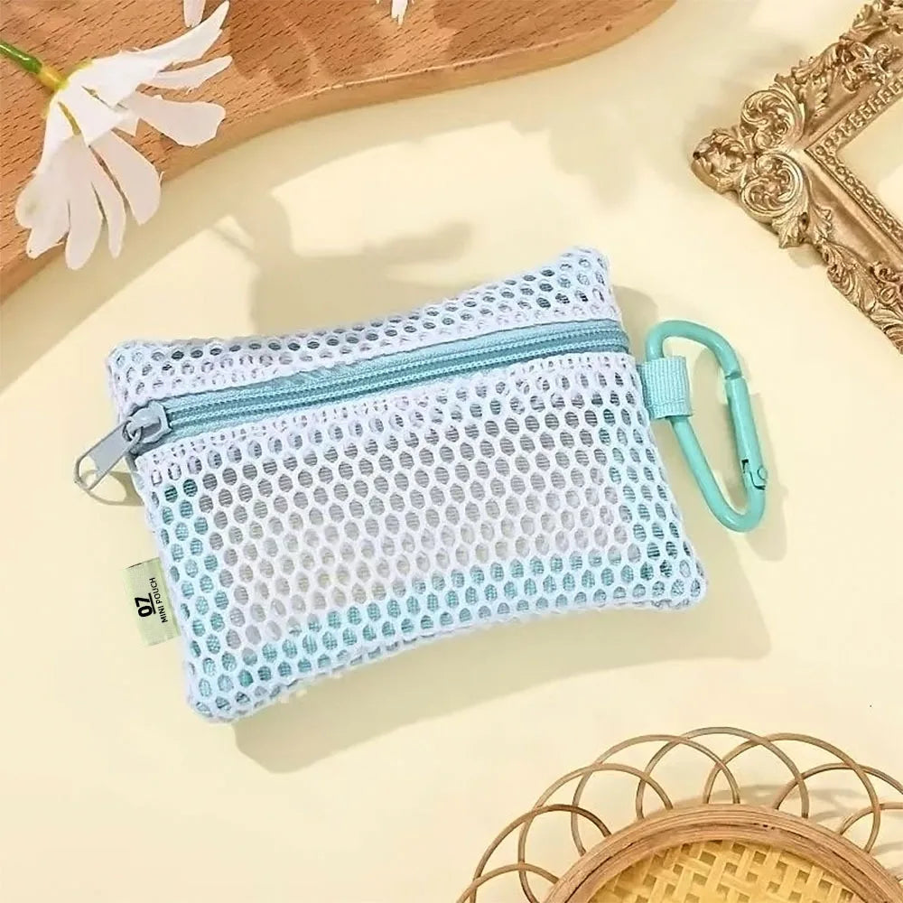 Stylish Lightweight Mesh Cosmetic Bag Portable Square Makeup Storage Bag Zipper Multi-purpose Sundries Organizer Toiletry Pouch