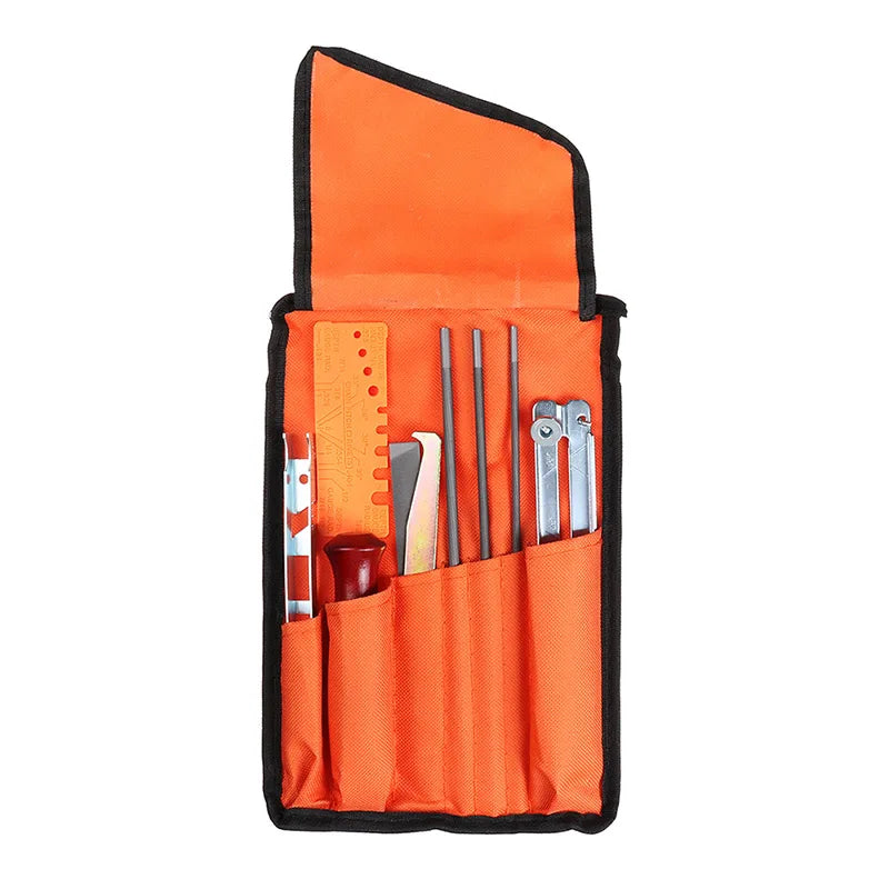 10/11/12 Pcs Set Professional Chainsaw Chain Sharpening Kit Tool Hardwood Handle Round/Flat File Guide Bar File Sharpener Tool