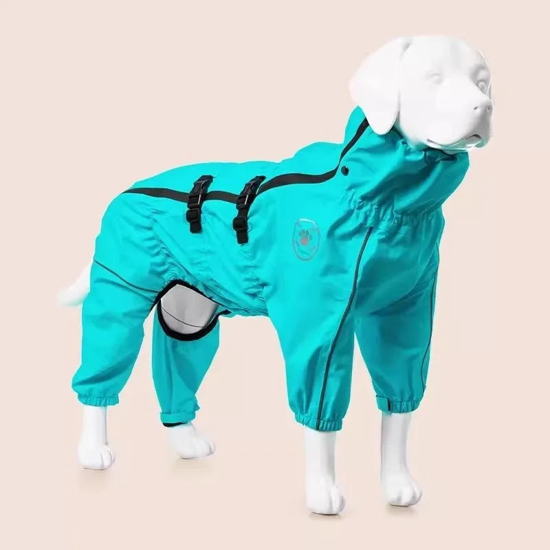 Reflective Dog Raincoat Jumpsuit - Lightweight Jacket for Large Dogs