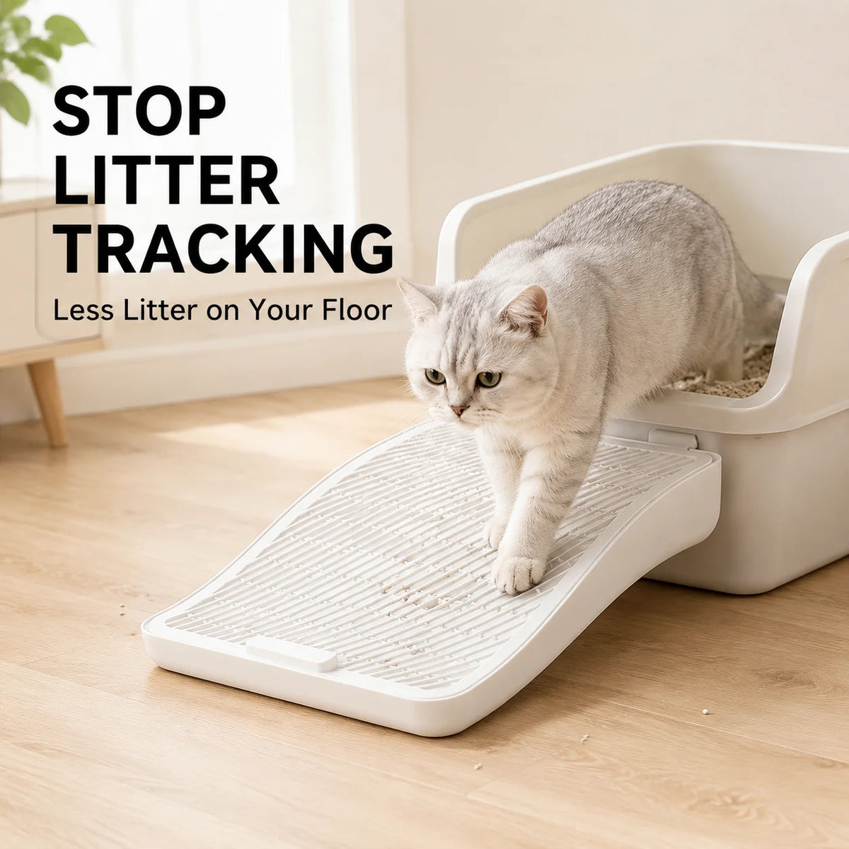 Cat Litter Box Mat Anti Tracking Litter Trap Step Large Grid Footboard Ramp for Kitten Pet Toilet Entrance