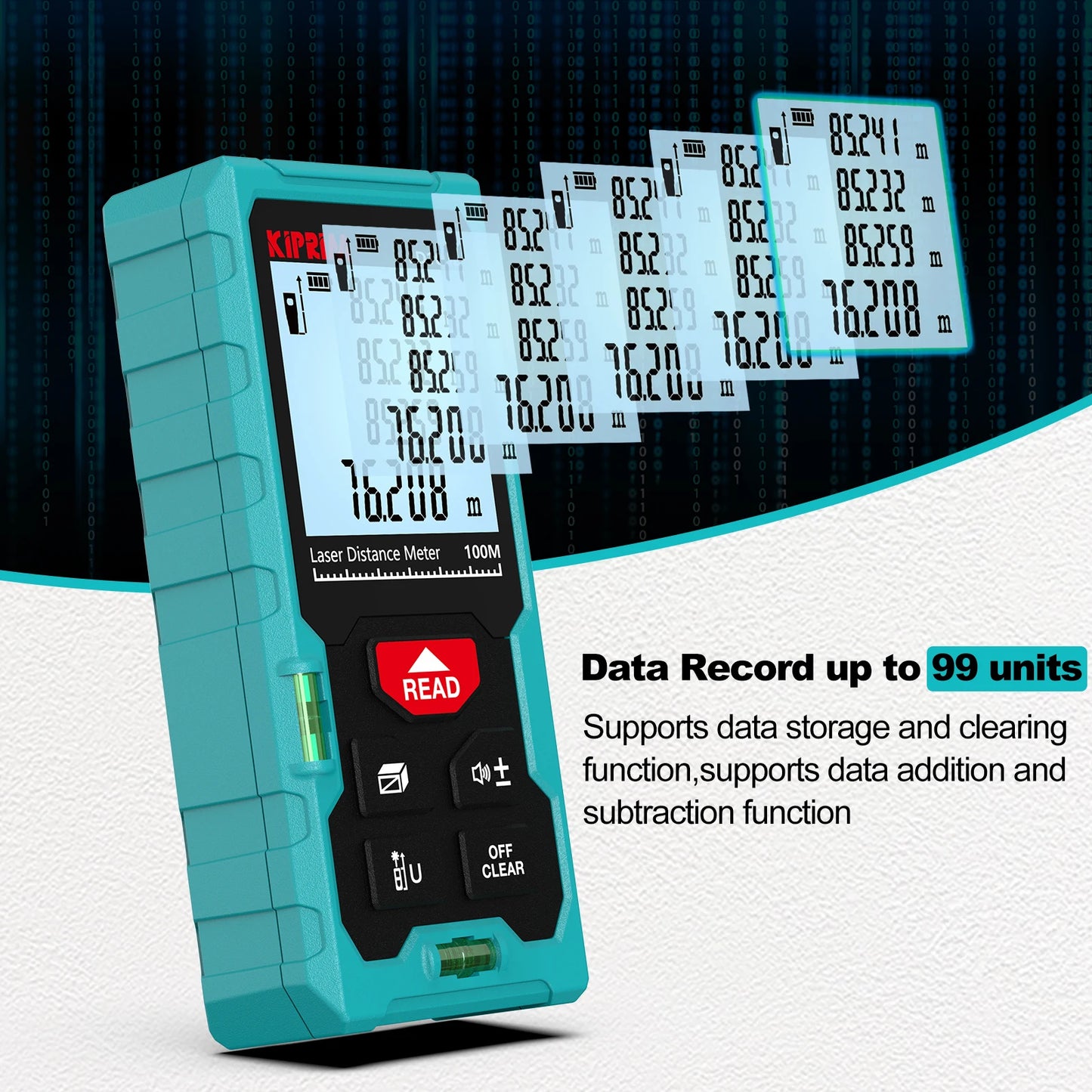Kiprim Laser Rangefinder 50M 70M 100M Mini Laser Measurement Tool Laser Tape High Accuracy Multiple Measurement Functions