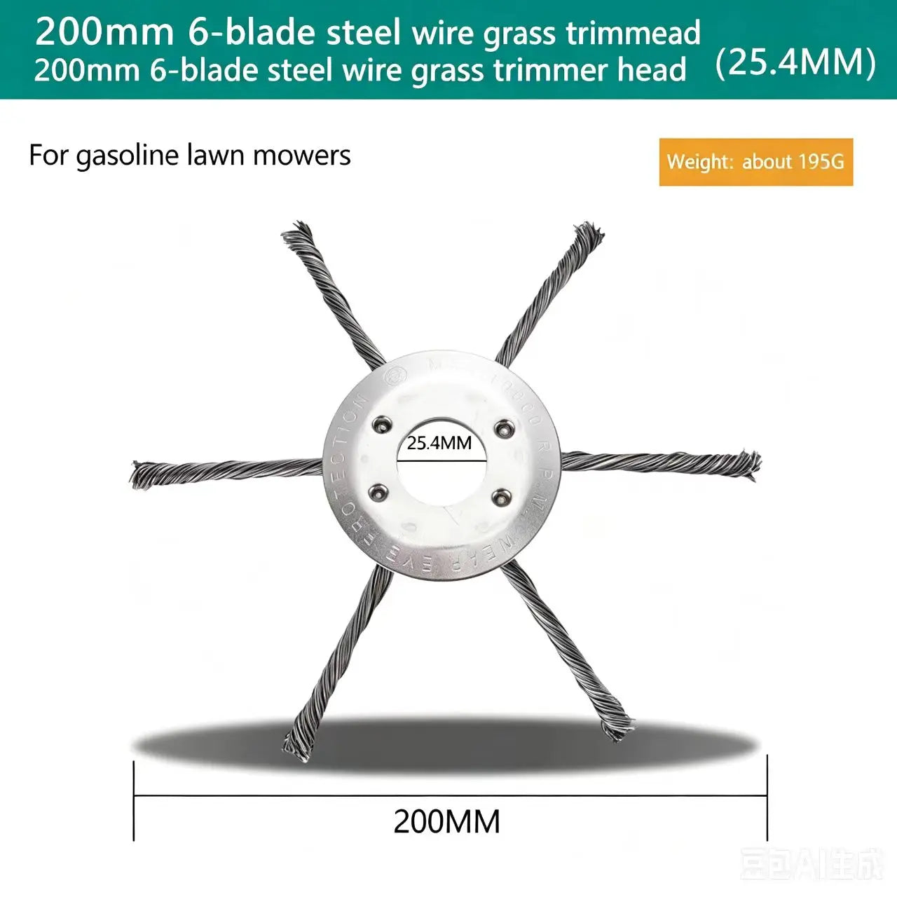 LUSQI 6/7inch Steel Wire Wheel Head Grass Trimmer Head Universal Weed Brush Fit Straight Shaft Brushcutter Removal Moss Rust